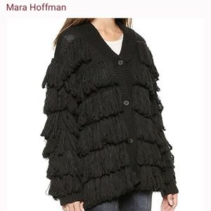 Mara Hoffman Black Fringe Sweater